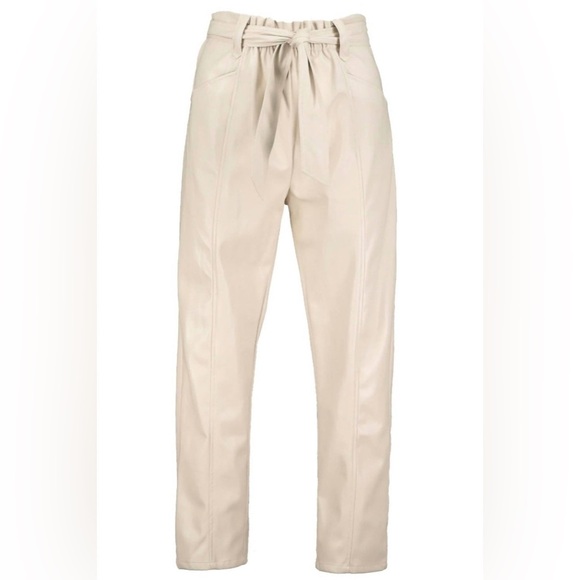 bishop + young Pants - Bishop + Young Harper Vegan Leather Paperbag Pant In Bone